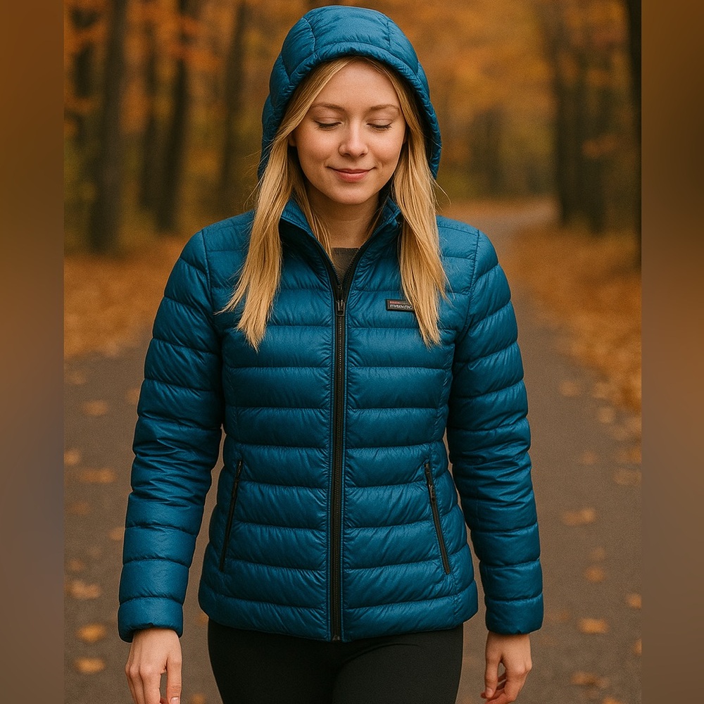 Roots Packable Hooded Down Coat Jacket Blue size S